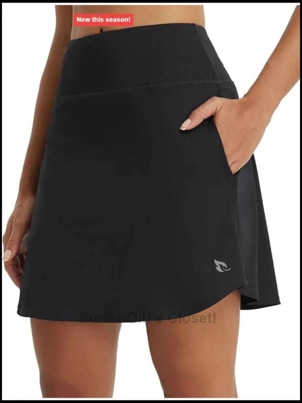 Knee Length Tennis Skort with Built-in Shorts, UPF 50+